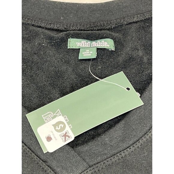 Wild Fable Womens M Short Sleeve Babydoll Sweatshirt Dress Black Mini - Picture 6 of 6